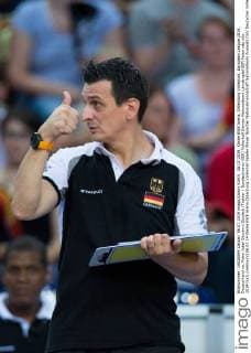 06.07.2014, Kleine EWE Arena, Oldenburg Volleyball, European League 2014, Deutschland vs. Polen Jubel Giovanni Guidetti (Trainer Bundestrainer GER)