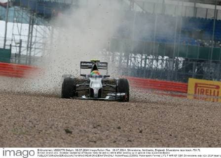 06.07.2014. Silverstone, Northants, England. Silverstone race track. FIA F1 British Grand prix. Esteban Gutierrez of Sauber was forced to retire after ending up in gravel trap xLeannexBoonx  ActionPlus11539901