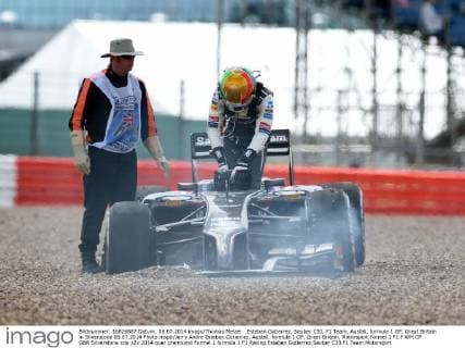 Esteban Gutierrez, Sauber C33, F1 Team, Ausfall, formula 1 GP, Great Britain in Silverstone 06.07.2014 Photo:mspb Jerry Andre Esteban Gutierrez, Ausfall, formula 1 GP, Great Britain,