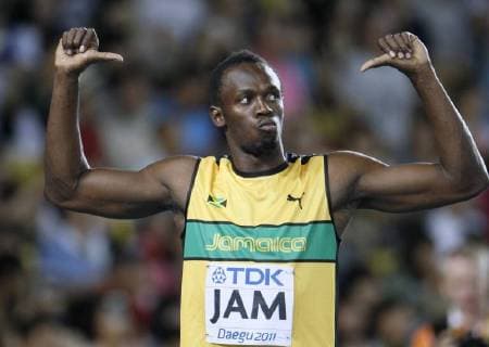 BOLT Usain Team JAM IAAF Leichtathletik Weltmeisterschaften 2011 in Daegu in Sued Korea 9.Tag Finale 4 x 100m Staffel der Maenner am 04. September 2011 in Daegu 