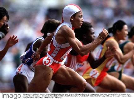 GRIFFITH JOYNER Melanie Olympiasiegerin über 100m Olympische Sommerspiele 1988 in Seoul Sued Korea Sport 10m Start Aktion 
