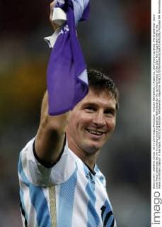 Football, Netherlands v Argentina. 2014 World Cup Brazil. The Argentinean player Lionel Messi celebrates the win by penalty shoot-out against Netherlands by the semifinal match of the 2014 World Cup Brazil held at the Arena Corinthians stadium in Sao Paulo. 09 07 2014 Football, Netherlands v Argentina. 