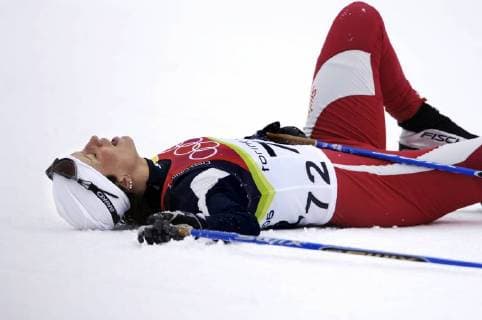 BJORGEN Marit NOR 2.Platz 10km klassisch Olympische Winterspiele 2006 in Turin Skilanglauf im Ziel 