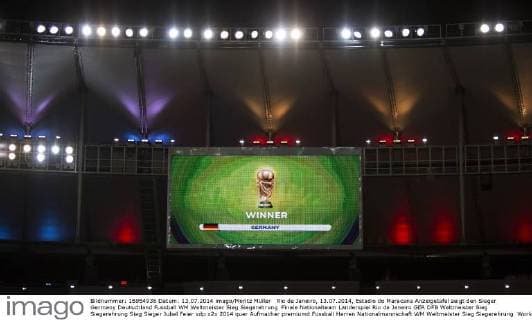 Rio de Janeiro, 13.07.2014, Estadio do Maracana Anzeigetafel zeigt den Sieger Germany Deutschland