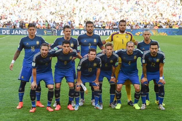 Argentina team group line-up (ARG), back, f.l.: Marcos Rojo, Martin Demichelis, Ezequiel Garay, Sergio Romero, Javier Mascherano; front: Gonzalo Higuain, Ento Perez, Lionel Messi, Lucas Biglia, Pablo Zabaleta, Ezequiel Lavezzi - JULY 13, 2014 - Football Soccer : FIFA World Cup 2014 Final match at the Maracana stadium in Rio de Janeiro. Noxthirdxpartyxsales  (ptmb061692)