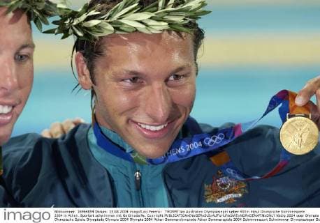 THORPE Ian Australien Olympiasieger ueber 400m Kraul Olympische Sommerspiele 2004 in Athen. Sportart schwimmen mit Goldmadaille. Copyright 