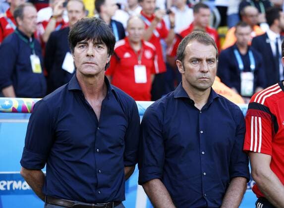 LÖW Joachim Bundestrainer Team Deutschland mit Co Trainer FLICK Hansi FIFA Fussball Weltmeisterschaften 2014 in Brasilien Finale Spiel Deutschland gegen Argentinien am 13.Juli 2014 in Rio de Janeiro 