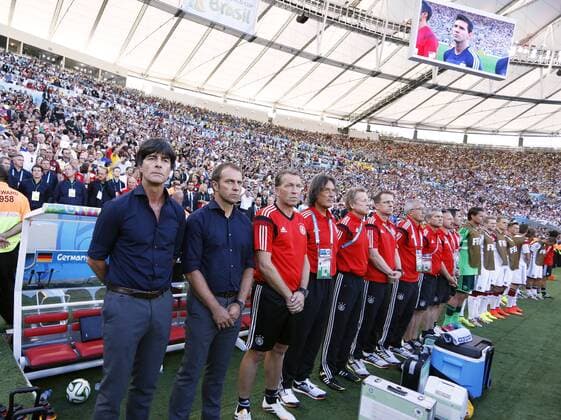 LÖW Joachim Bundestrainer Team Deutschland mit Co Trainer FLICK Hansi FIFA Fussball Weltmeisterschaften 2014 in Brasilien Finale Spiel Deutschland gegen Argentinien am 13.Juli 2014 in Rio de Janeiro 