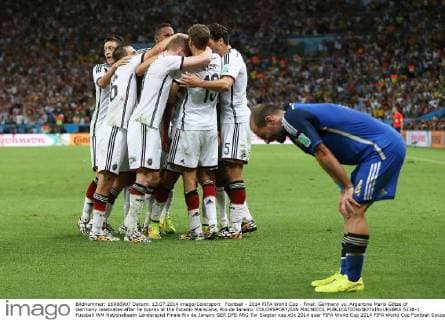 Football - 2014 FIFA World Cup - Final: Germany vs. Argentina Mario Götze of Germany celebrates after he scores at the Estadio Maracana, Rio de Janeiro. COLORSPORT IAN MACNICOL  5238-1