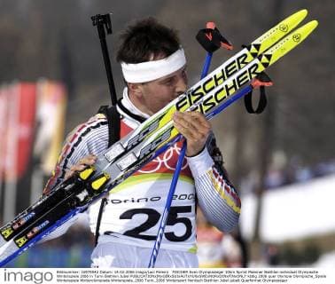 FISCHER Sven Olympiasieger 10km Sprint Maenner Biathlon individuel Olympische Winterspiele 2006 in Turin Biathlon Jubel 