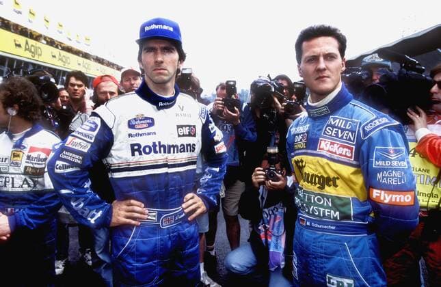 SCHUMACHER Michael mit HILL Damon Grand Prix Formel 1 Grosser Preis von Italien 1995 in Monza am 10. September 1995 