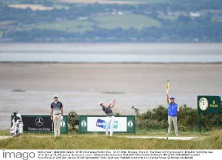 16.07.2014. Hoylake, England. The Open Golf Championship. Brendon Todd USA tees off on the par 3 15th during his practice round. xStephenxBartholomewx  ActionPlus11542069