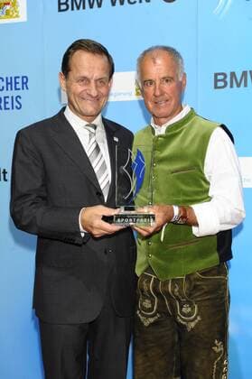 Alfons Hörmann und Fritz Fischer Bayerische Sportpreis 2014 Ehrung, Auszeichnung. Preis BMW-Welt München 19. Juli 2014