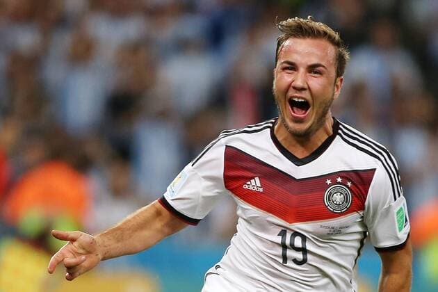 Mario Götze jubelt nach seinem Tor zum 1:0 Deutschland - Argentinien, Finale, WM 2014, 13.07.2014 EP_CEZ