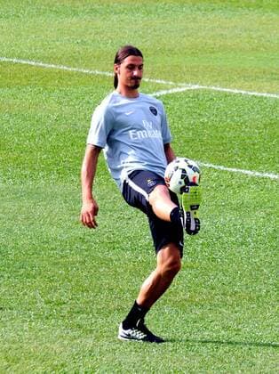 Zlatan Ibrahimovic of Paris Saint-Germain practices during a training session before a friendly match against local football team Kitchee in Hong Kong, China, 26 July 2014. Zlatan Ibrahimovic highlights press conference for friendly match in Hong Kong  20140726_10843