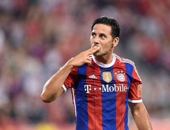 FUSSBALL Saisonvorbereitung 2014 2015 Audi Football Summit in New Jersey 31.07.2014 FC Bayern München - Chivas Guadalajara JUBEL FC Bayern München; Torschütze zum 1-0 Claudio Pizarro 