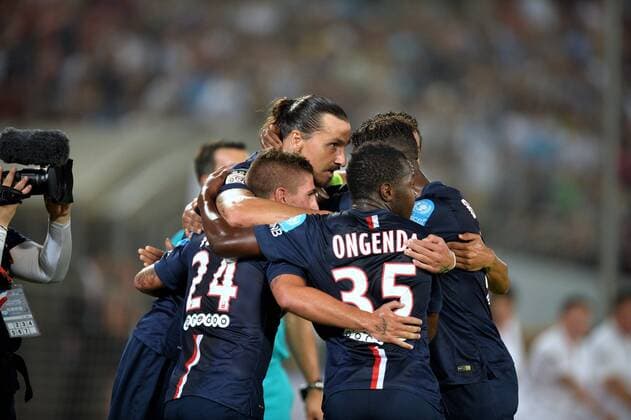 Zlatan Ibrahimovic (psg) - Marco Verratti (psg) FOOTBALL : Paris SG vs Guingamp - 02 08 2014 AnthonyBIBARD FEP Panoramic 