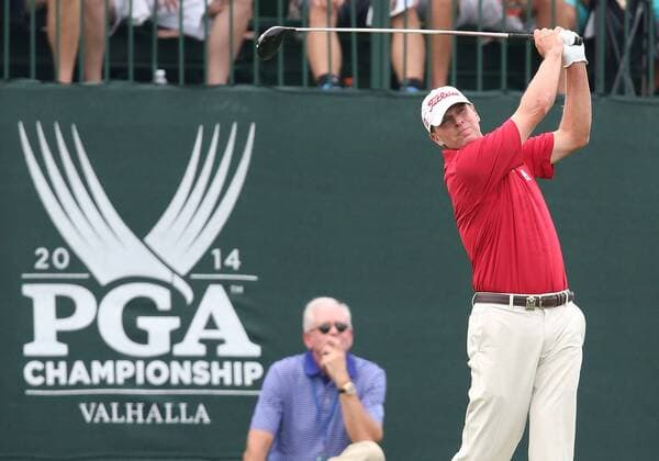 August 7, 2014: Steve Stricker tees off during the first round of the PGA Golf Herren Championship at Valhalla Golf Club in Louisville, Ky. GOLF: AUG 07 PGA Golf Herren - PGA Golf Herren Championship - First Round Icon10764 EDITORIAL USE ONLY