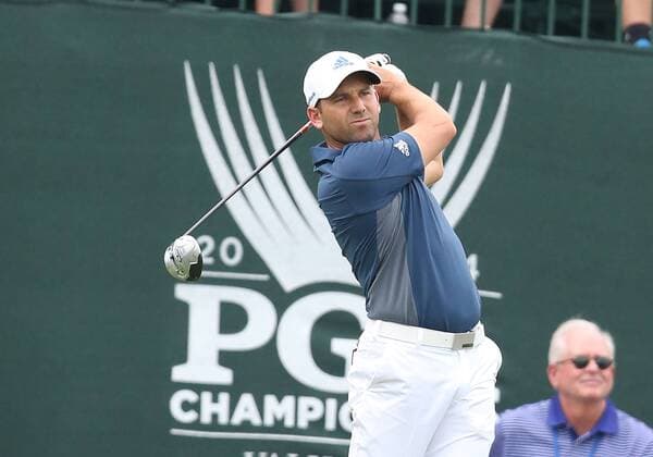 August 7, 2014: Sergio Garcia tees off during the first round of the PGA Golf Herren Championship at Valhalla Golf Club in Louisville, Ky. GOLF: AUG 07 PGA Golf Herren - PGA Golf Herren Championship - First Round Icon10758 EDITORIAL USE ONLY