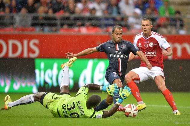 LUCAS MOURA - GREGORY BOURILLON FOOTBALL : Reims vs PSG - Ligue 1 - 08 08 2014 AnthonyBIBARD FEP Panoramic 