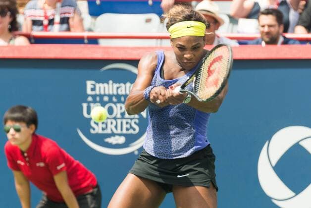 Aug 9, 2014 - Montreal, Quebec, Canada - SERENA WILLIAMS of the USA returns the ball to V. Williams of the USA during their women s semifinals match of the Rogers Cup at Uniprix Stadium in Montreal. WTA Tennis Damen 2014 - Rogers Cup In Montreal - ZUMAk12