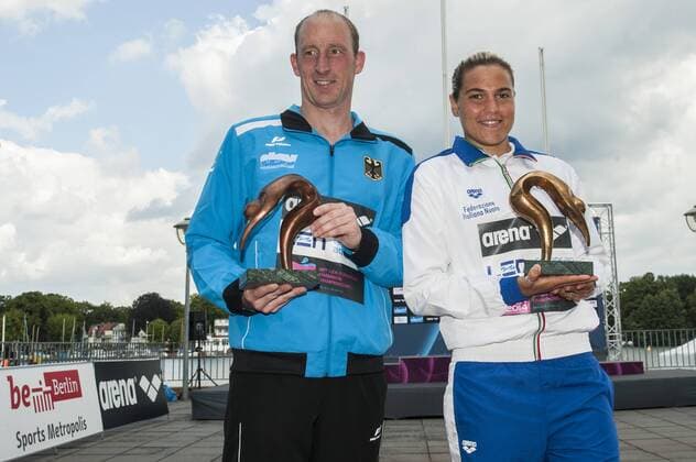 LURZ Thomas GER Grimaldi Martina ITA LEN European Athletes of the Year Open Water 10km Men 32nd LEN European Championships Berlin, Germany 2014 Aug.13 th - Aug. 24 th Day02 - Aug. 14 Photo A.Staccioli Deepbluemedia Insidefoto AndreaxStaccioli DBM Insidefoto