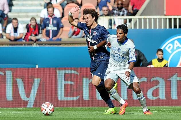 Brandao (Bastia) David Luiz (PSG) FOOTBALL : PSG vs Bastia - Ligue 1 - 16 08 2014 N.LeGouic FEP Panoramic 