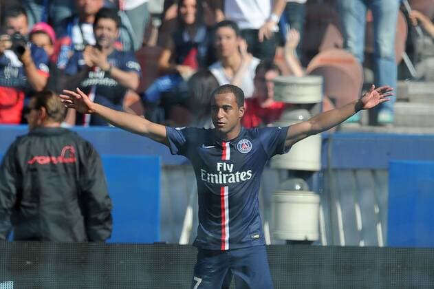 joie Lucas Moura apres son but (PSG) FOOTBALL : PSG vs Bastia - Ligue 1 - 16 08 2014 N.LeGouic FEP Panoramic 