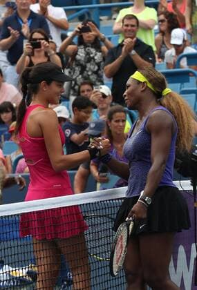 Aug. 17, 2014 - Cincinnati, Ohio, U.S - Serena Williams (USA) celebrates in the first win of the Western & Southern open as she shacks hand with Ana Ivanovic. On Sunday August 17, 2014 during play in the Championship match of the Western & Southern Open. - ZUMAc19