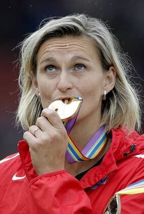 Gold medalist Barbora Spotakova of Czech Republic Podium Javelot ATHLETICS : European Championships - J6 - Zurich - 17 08 2014 PhotoNews Panoramic 