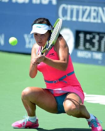 Shuai Peng (CHN) in Aktion. Connecticut Open 2014, New Haven, United States.