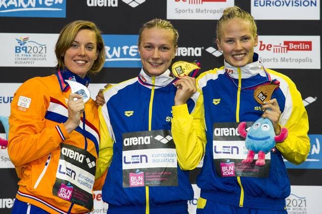 HEEMSKERK Femke NED Silver Medal (L) SJÖSTRÖM Sarah SWE Gold Medal COLEMAN Michelle SWE Bronze Medal 100m Freestyle Women Final 32nd LEN European Championships Berlin GiorgioxScala DBM