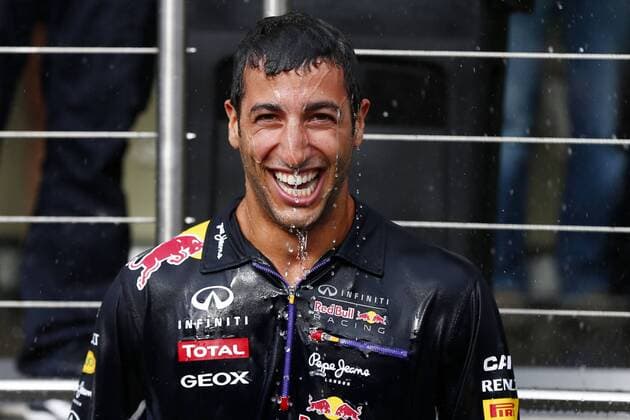 Motorsports: FIA Formula One World Championship 2014, Grand Prix of Belgium, 3 Daniel Ricciardo (AUS, Infiniti Red Bull Racing), ice bucket challenge xHOCHxZWEIx