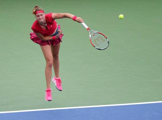 Petra Kvitova (CZE) in Aktion. Connecticut Open 2014, New Haven, United States.
