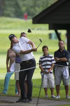 Aug. 21, 2014 - Paramus, New Jersey, U.S - August 21, 2014: Brendan Steele (USA) hits out of the rough during the first round of The Barclays Fed Ex Championship at Ridgewood Country Club in Paramus, NJ. Mandatory Credit: Kostas Lymperopoulos csm GOLF 2014: The Barclays Fed Ex Championship AUG 21 - ZUMAc04