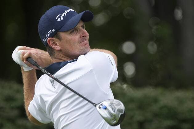Aug. 21, 2014 - Paramus, New Jersey, U.S - August 21, 2014: Justin Rose (ENG) muscles the tee shot on the 17th hole during the first round of The Barclays Fed Ex Championship at Ridgewood Country Club in Paramus, NJ. Mandatory Credit: Kostas Lymperopoulos csm GOLF 2014: The Barclays Fed Ex Championship AUG 21 - ZUMAc04