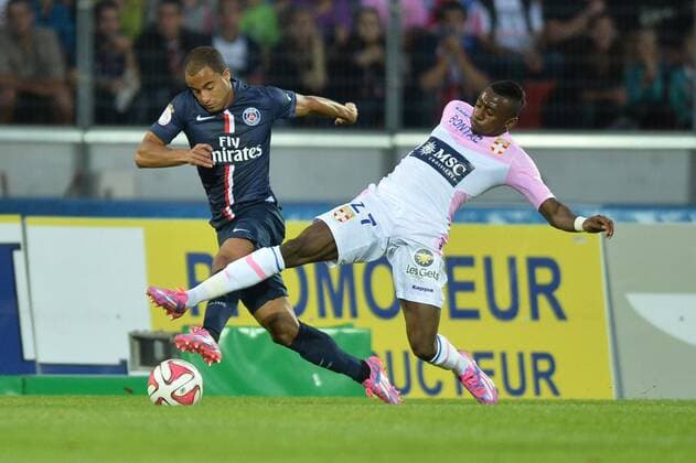 LUCAS MOURA - Clarck NSIKULU FOOTBALL : Evian Thonon Gaillard vs Paris St Germain PSG - Ligue 1 - 22 08 2014 AnthonyBIBARDFEP 