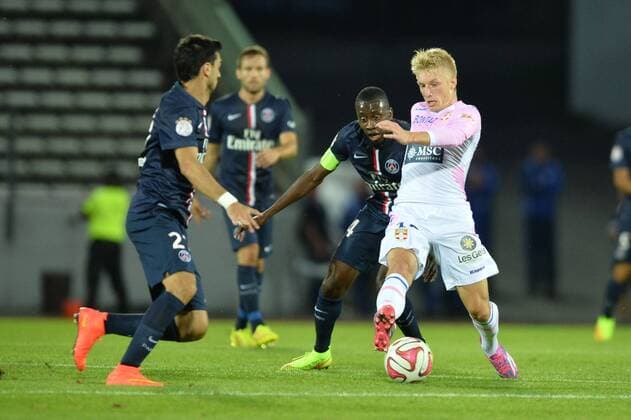 DANIEL WASS - BLAISE MATUIDI FOOTBALL : Evian Thonon Gaillard vs Paris St Germain PSG - Ligue 1 - 22 08 2014 AnthonyBIBARDFEP 