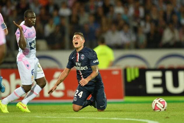 Djakaridja KONE - MARCO VERRATTI FOOTBALL : Evian Thonon Gaillard vs Paris St Germain PSG - Ligue 1 - 22 08 2014 AnthonyBIBARDFEP 