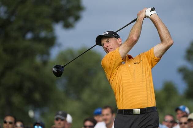 Aug. 23, 2014 - Paramus, New Jersey, U.S - August 23, 2014: Jim Furyk (USA) tee s off at the 16th hole during the third round of The Barclays Fed Ex Championship at Ridgewood Country Club in Paramus, NJ. Mandatory Credit: Kostas Lymperopoulos csm GOLF 2014: The Barclays Fed Ex Championship AUG 23 - ZUMAc04