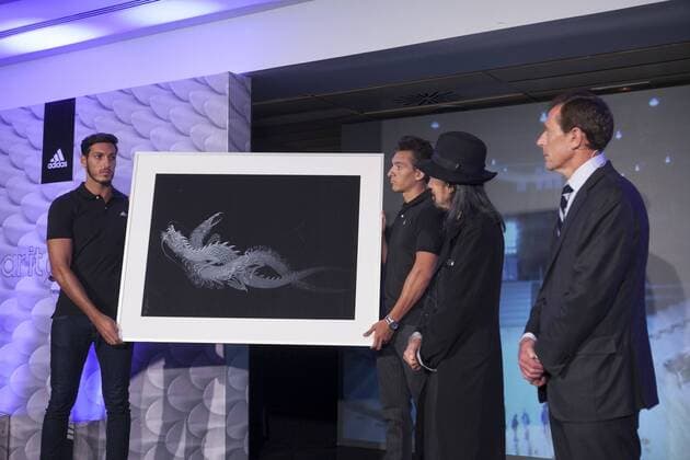 Japanese fashion designer Yohji Yamamoto during the presentation of the Real Madrid s new Champions League kit at the Santiago Bernabeu stadium in Madrid, Spain. May 26, 2013.  (2014082621019)