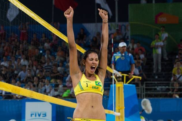 26.08.2014, Nanjing, Youth Olympic Sports Park Youth Olympic Games 2014, Finale Jubel Eduarda Santos Lisboa (BRA) nach dem Matchball Sieg
