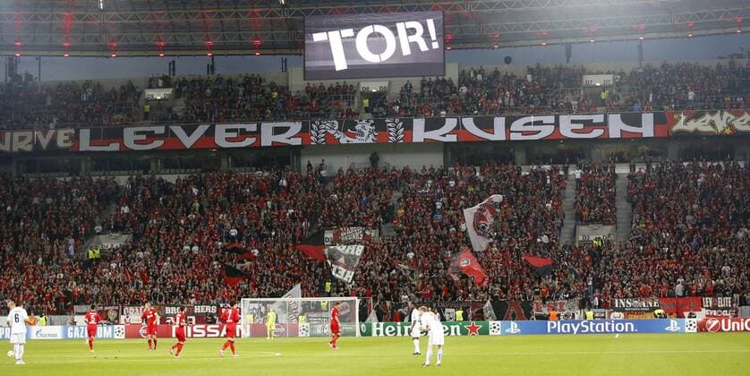 The first goal 1:0 during the Championsleague Play-off match between Bayer 04 Leverkusen and FC Kopenhagen, Bayarena in Leverkusen on August 27., 2013. Bayer 04 Leverkusen vs. FC Kopenhagen in der Champions League Qualifikation der Saison 2014 2015 am 27. August 2014.