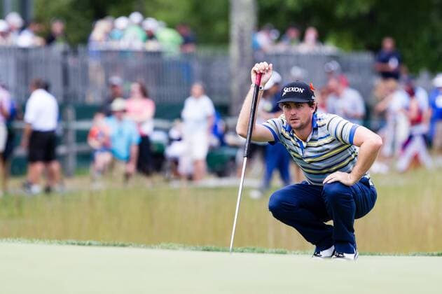 August 29, 2014: Keegan Bradley lines up his putt on 16 during the first round of the Deutsche Bank Championship at TPC Boston in Norton, MA. GOLF: AUG 29 PGA Golf Herren - Deutsche Bank Championship - First Round Icon140829051 EDITORIAL USE ONLY