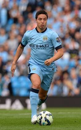Samir Nasri of Manchester City - Barclays Premier League - Manchester City vs Stoke City - Etihad Stadium - Manchester - England - 30th August 2014 - Picture Simon Bellis Sportimage EDITORIAL USE ONLY. No use with unauthorised audio, video, data, fixture lists, club league logos or live services. Online in-match use limited to 120 images, no video emulation. No use in betting, games or single club league player publications.