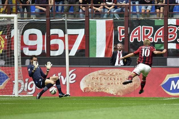 Keisuke Honda Milan gol. Goal celebration - Mailand 31-08-2014 Stadio Giuseppe Meazza, Football Calcio Serie A AC Mailand vs Lazio Rom andreaxstaccioli