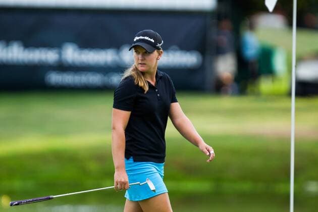 Aug. 31, 2014 - Portland, OR, USA - AUSTIN ERNST walks to her ball during the 18th hole playoff during the LPGA Golf Damen Portland Classic at Columbia Edgewater Country Club in Portland, OR on August 31, 2014. Sports News - Aug. 31, 2014  - ZUMAb13