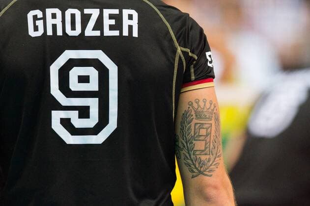 01.09.2014, Spodek, Kattowitz Volleyball, FIVB Volleyball Men s World Championsship 2014, Deutschland (GER) vs. Brasilien Tattoo Georg György Gyoergy Grozer ( 9 GER) Feature