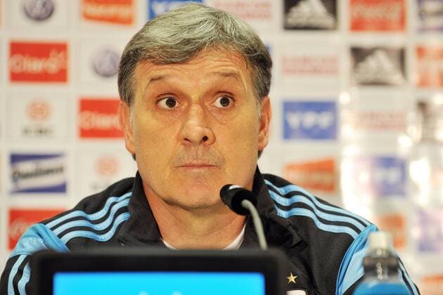 Argentinien Pressekonferenz --- Fussball --- International --- 02.09.2014 Gerardo Daniel Tata Martino (Trainer Argentinien), Einzelbild, halbe Figur, Querformat