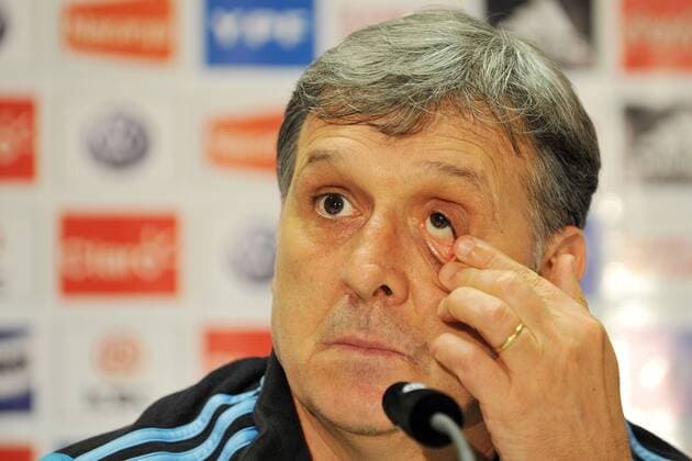 Argentinien Pressekonferenz --- Fussball --- International --- 02.09.2014 Gerardo Daniel Tata Martino (Trainer Argentinien), Enttäuschung, Enttäuschung, Mimik, Gestik, Portrait, Querformat